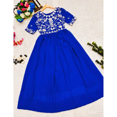 Bollywood Indian Pakistani Ethnic Party Wear Women Soft Pure Georgette Blue Anarkali Dress