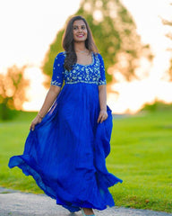 Bollywood Indian Pakistani Ethnic Party Wear Women Soft Pure Georgette Blue Anarkali Dress