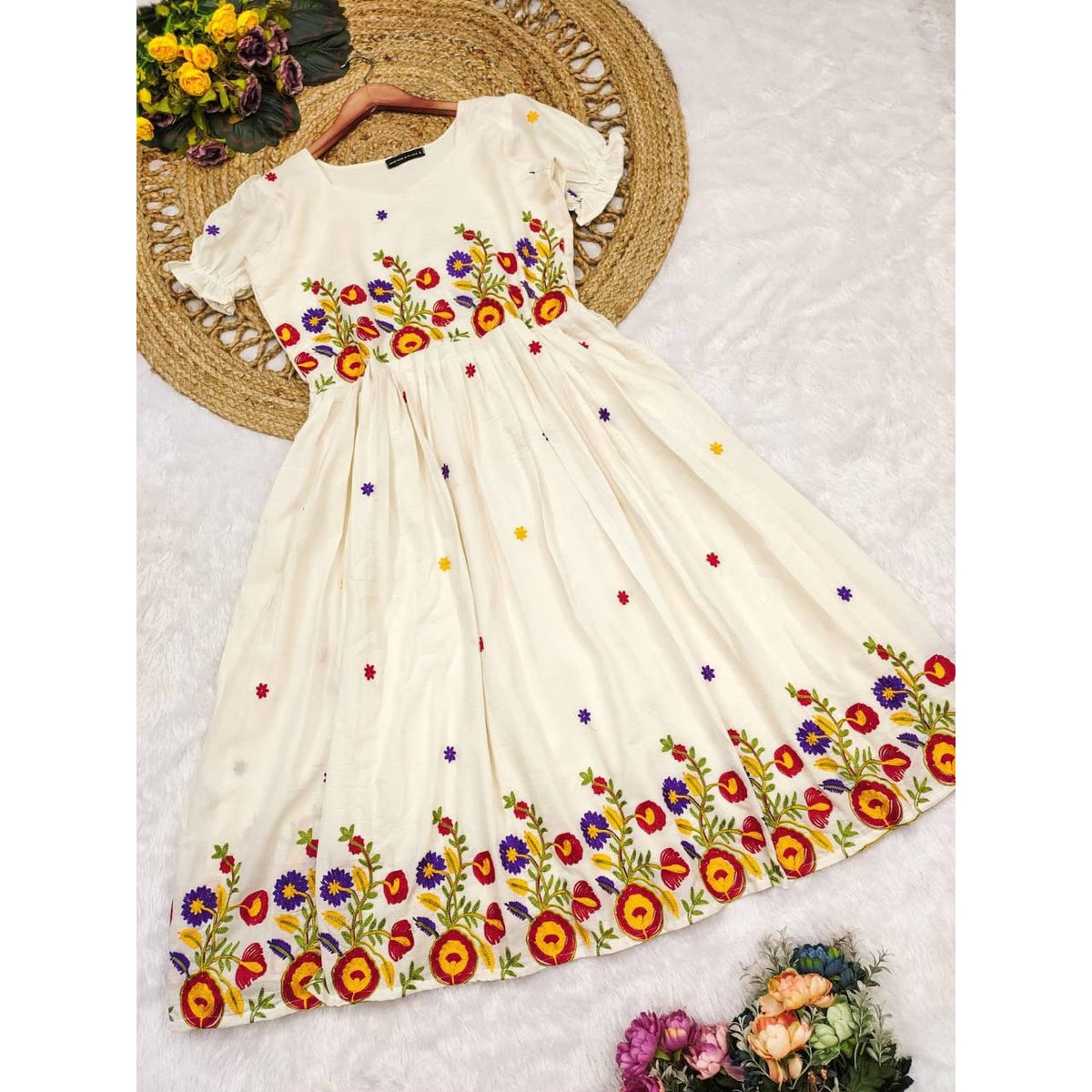 Bollywood Women Indian Ethnic Party Wear Pure Soft Maska Cotton Print Maxi Dress