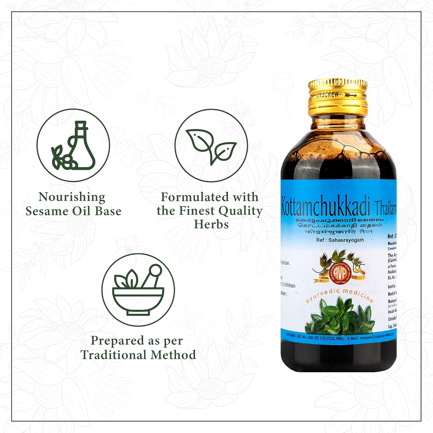 AVP Ayurvedic Kottamchukkadi Thailam Oil 100ml,200ml & 450ml