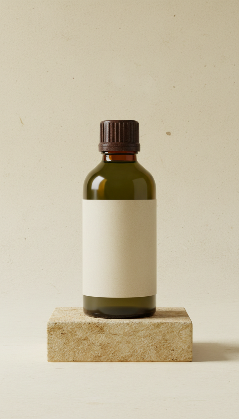Therapeutic ayurvedic oil glass bottle