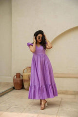 Bollywood Indian Pakistani Ethnic Party Wear Women Soft Pure Hakoba Lavender Schifli Dress