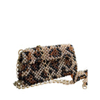 Women  Luxurious Leopard Beaded Bag ( Golden, Black and Brownish Crystal Used) * Golden Metal Chain * 1 meter * Also Available a Leonard Design Shoulder Belt