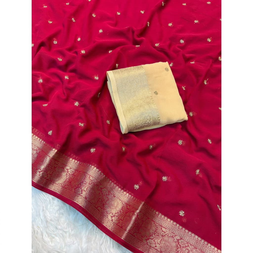 Shreyansh Chiffon Beads Partywear Saree with Jacquard Border