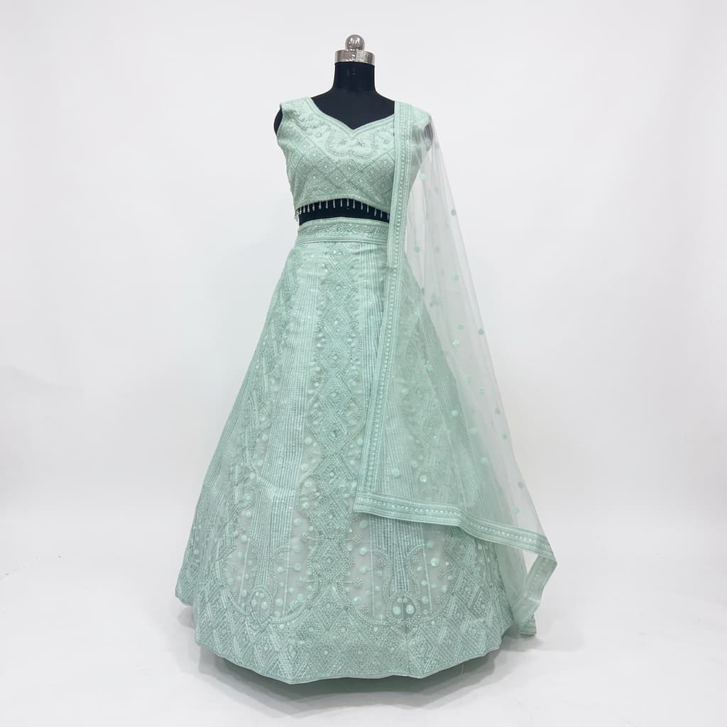 Butterfly Net Embroidered Semi-Stitched Lehenga Choli Set - HC-1115