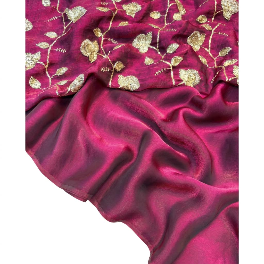 Epic Fancy Two-Tone Partywear Saree with Heavy Beadwork Blouse