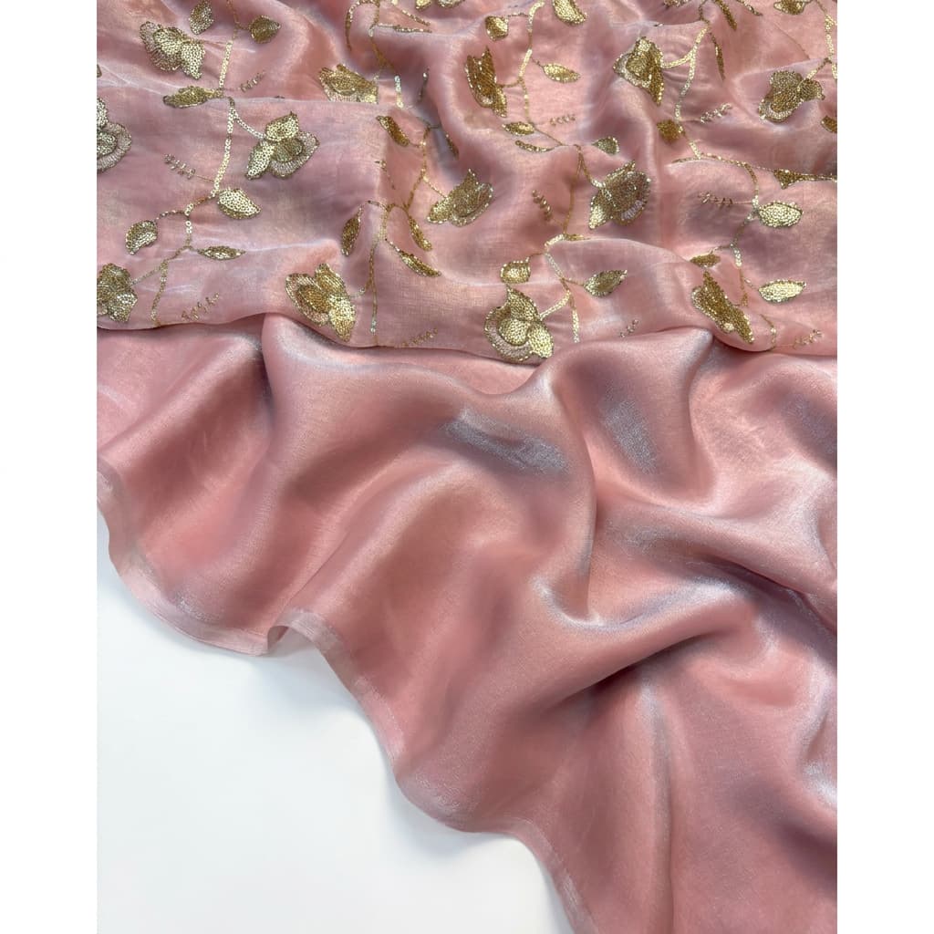 Epic Fancy Two-Tone Partywear Saree with Heavy Beadwork Blouse