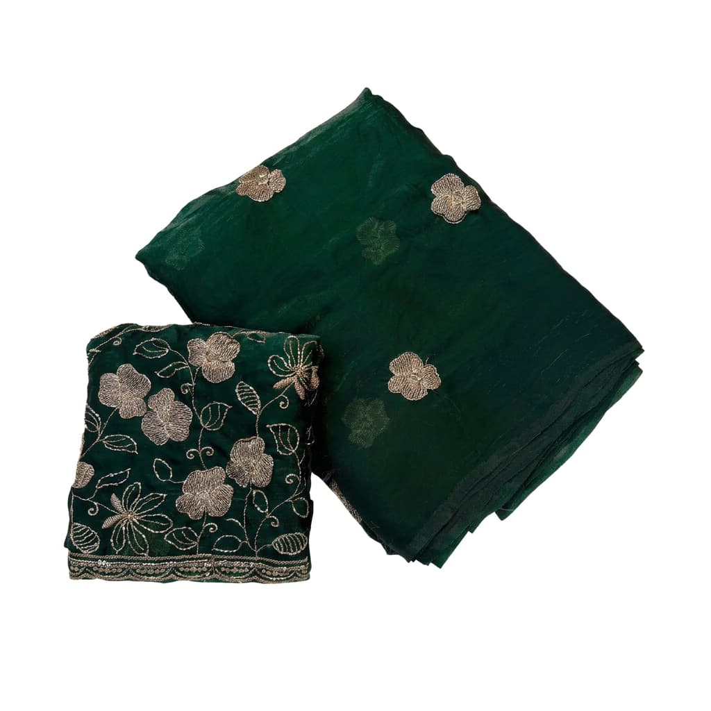 Shree Fendy Flower Two-Tone Space Silk Partywear Saree with Handwork Blouse