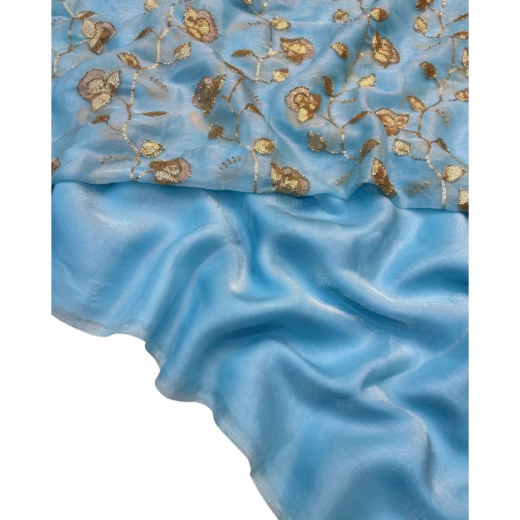 Epic Fancy Two-Tone Partywear Saree with Heavy Beadwork Blouse