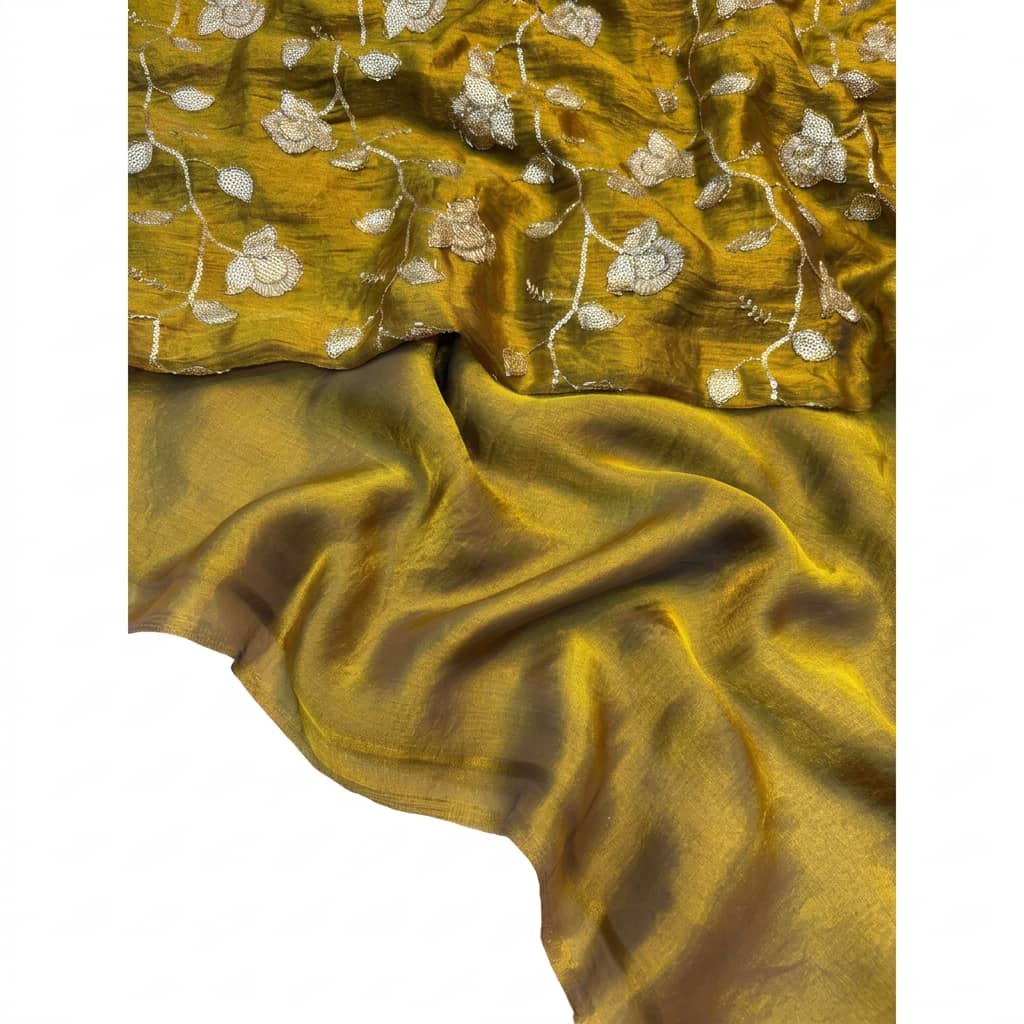 Epic Fancy Two-Tone Partywear Saree with Heavy Beadwork Blouse