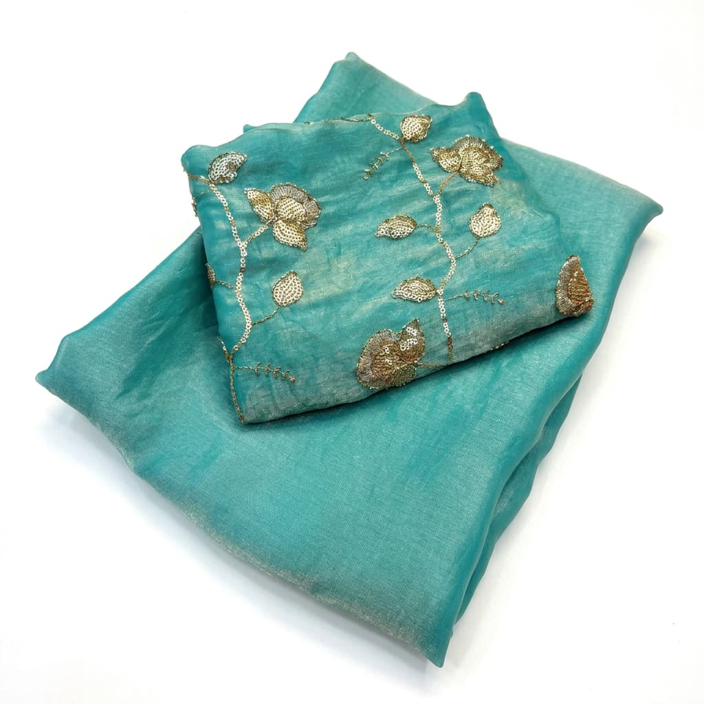 Epic Fancy Two-Tone Partywear Saree with Heavy Beadwork Blouse
