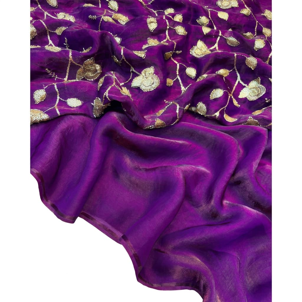 Epic Fancy Two-Tone Partywear Saree with Heavy Beadwork Blouse