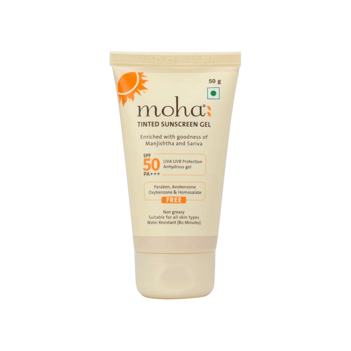 Moha Cosmetics Tinted Sunscreen Gel with SPF50 PA+++ 50g