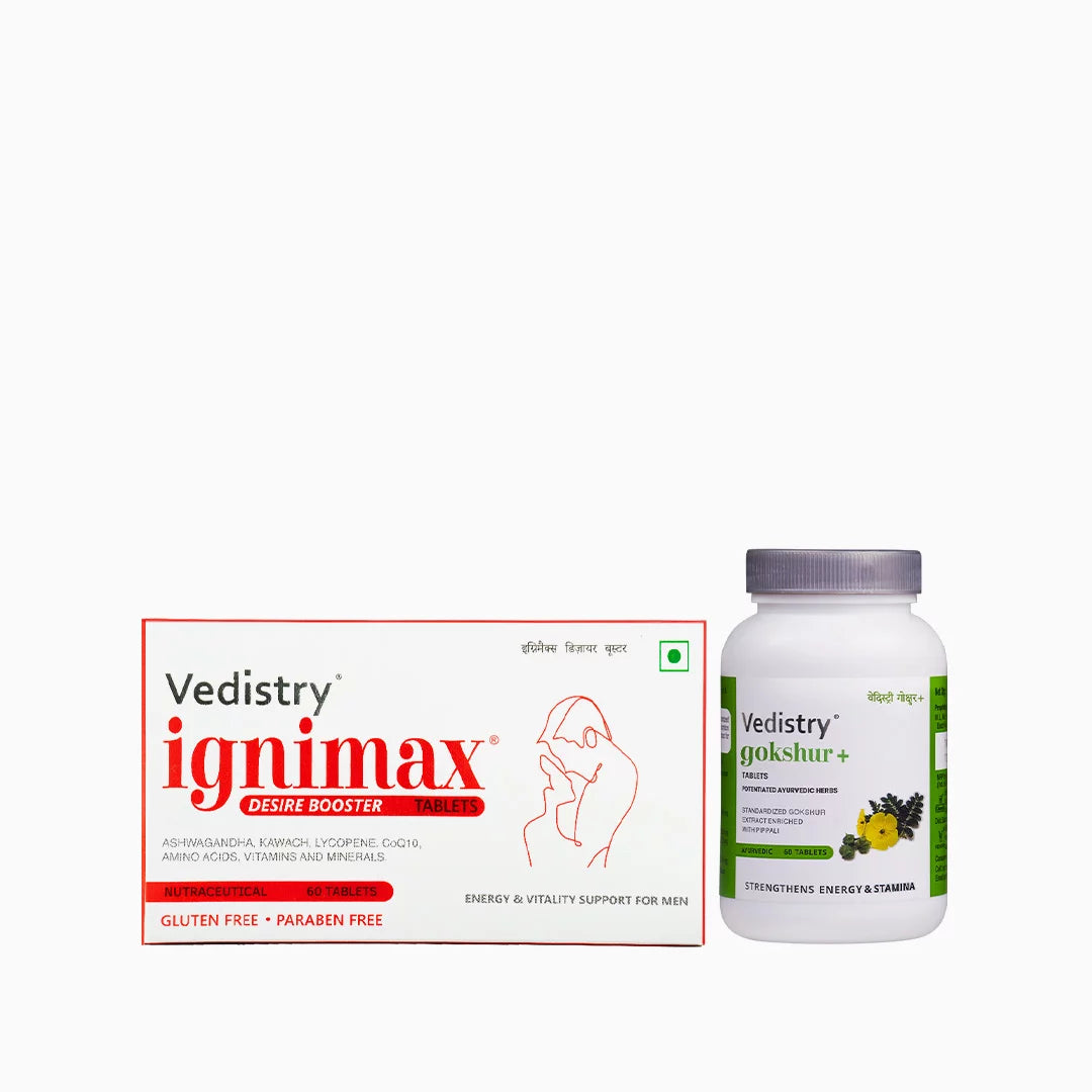 Vedistry Ignimax 60 Tablets and Gokshur 60 Tablets Vigour Booster Kit Combo