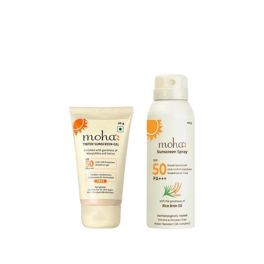 Moha Cosmetics Defence & Shine Tinted Sunscreen Gel and Spray Combo