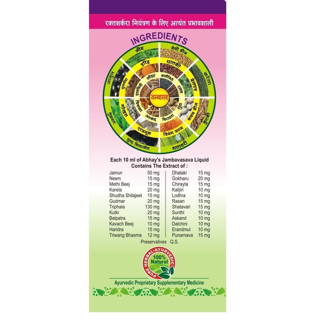 Abhay Jambavasava Ayurvedic Blood Sugar Control Syrup – 500ml