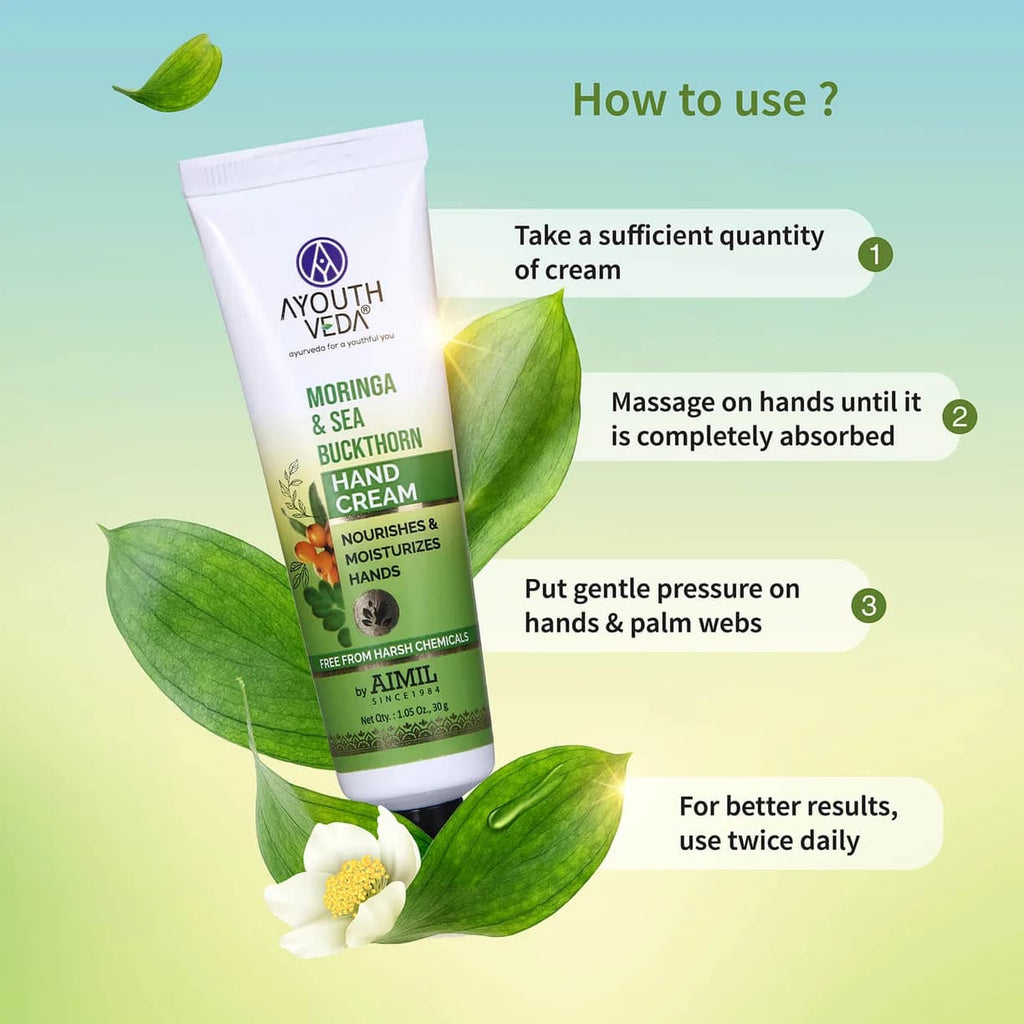 Ayouthveda Moringa & Sea Buckthorn Hand Cream – 30g (Pack of 2)