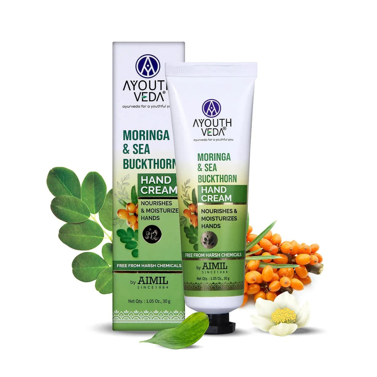 Ayouthveda Moringa & Sea Buckthorn Hand Cream – 30g (Pack of 2)