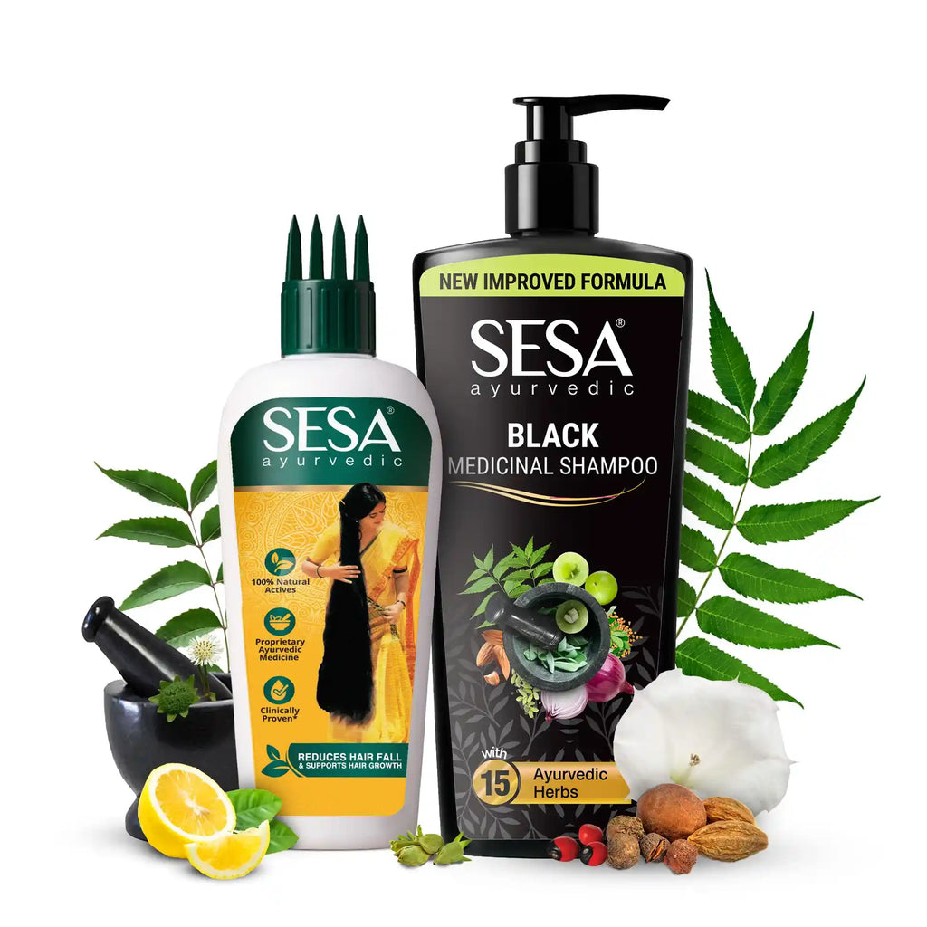 Sesa Care Ayurvedic Anti-Hair Fall Combo – 200 ml Oil + 500 ml Shampoo