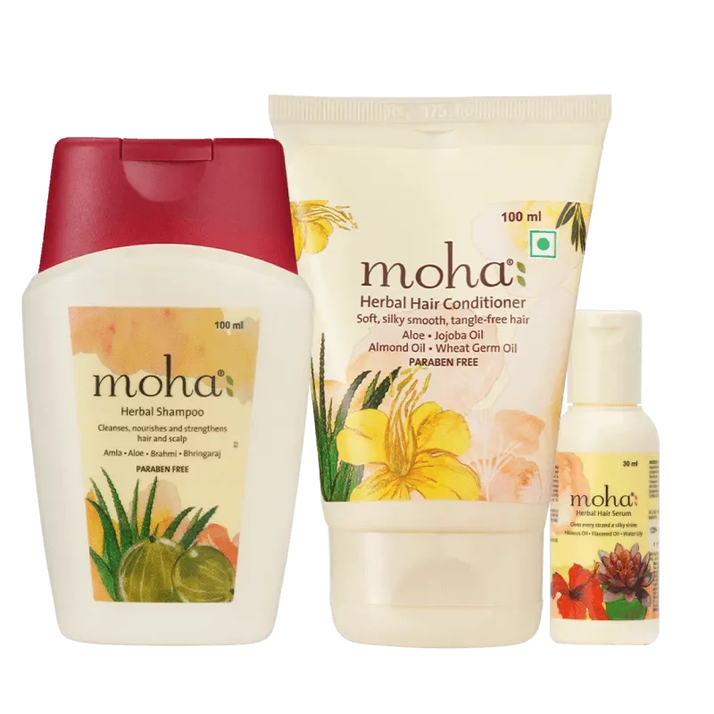 Moha Cosmetics Daily Hair Care Conditioner,Shampoo and Serum Trio Combo