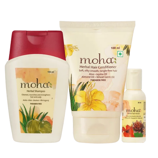 Moha Cosmetics Daily Hair Care Conditioner,Shampoo and Serum Trio Combo