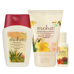 Moha Cosmetics Daily Hair Care Conditioner,Shampoo and Serum Trio Combo