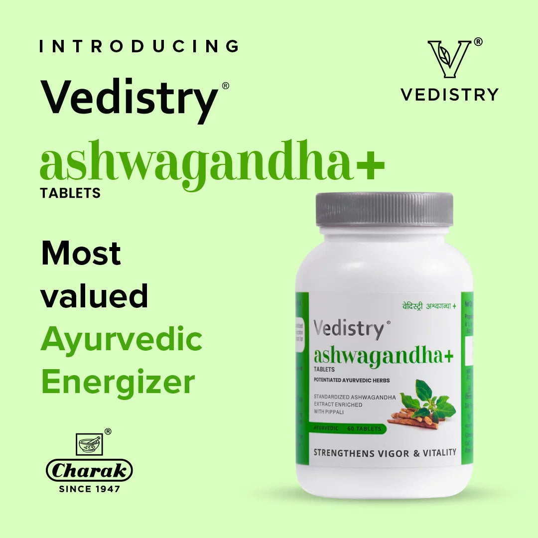 Vedistry Ayurvedic Ashwagandha + Strengthens Vigor & Vitality 60 Tablets