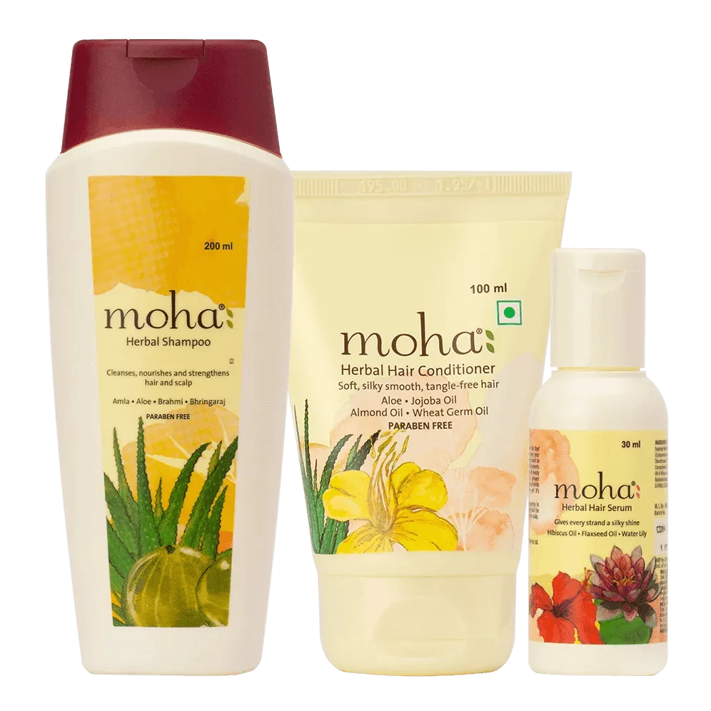 Moha Cosmetics All Herbal Hair Conditioner Shampoo and Serum Combo