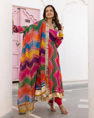 Bollywood Indische Pakistanische Ethno Party Wear Damen Weiches Reines Kunstgeorgette Leheriya Kurti Set Mit Dupatta Kleid