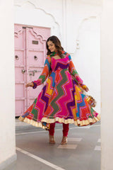 Болливудская индийская пакистанская этническая праздничная одежда, женский мягкий комплект из искусственной жоржетты Leheriya Kurti с платьем Dupatta