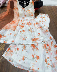 Bollywood Indische Pakistanische Ethno Party Wear Damen Weiche Reine Kunst Georgette Sharara Plazzo Mit Dupatta Set Kleid