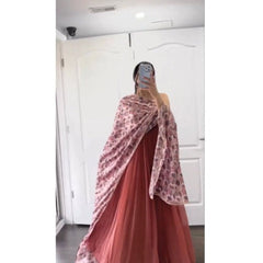 Bollywood Indische Pakistanische Ethno Party Wear Damen Weiches Reines Kunstgeorgette Anarkali mit Anarkali-Kleid