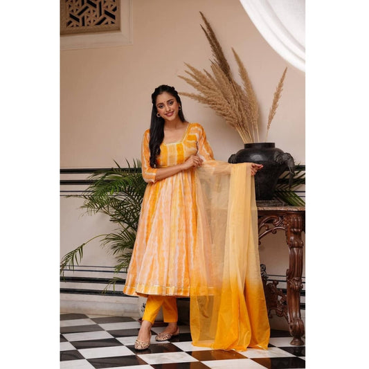 Bollywood Indian Pakistani Ethnic Party Wear Women Soft Pure Tubby Organza Yellow Suit Set Dress