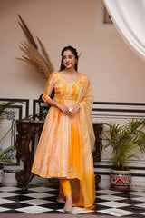 Bollywood Indische Pakistanische Ethno Party Wear Damen Weicher Reiner Tubby Organza Gelb Anzug Set Kleid