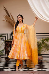 Bollywood Indian Pakistani Ethnic Party Wear Women Soft Pure Tubby Organza Yellow Suit Set Dress