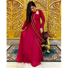 Bollywood Indische Pakistanische Ethno Party Wear Damen Weiches Reines Kunstgeorgette Anarkali Mit Dupatta Kleid