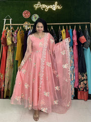 Bollywood Indian Pakistani Ethnic Party Wear Women Soft Pure Organza Dress With Dupatta