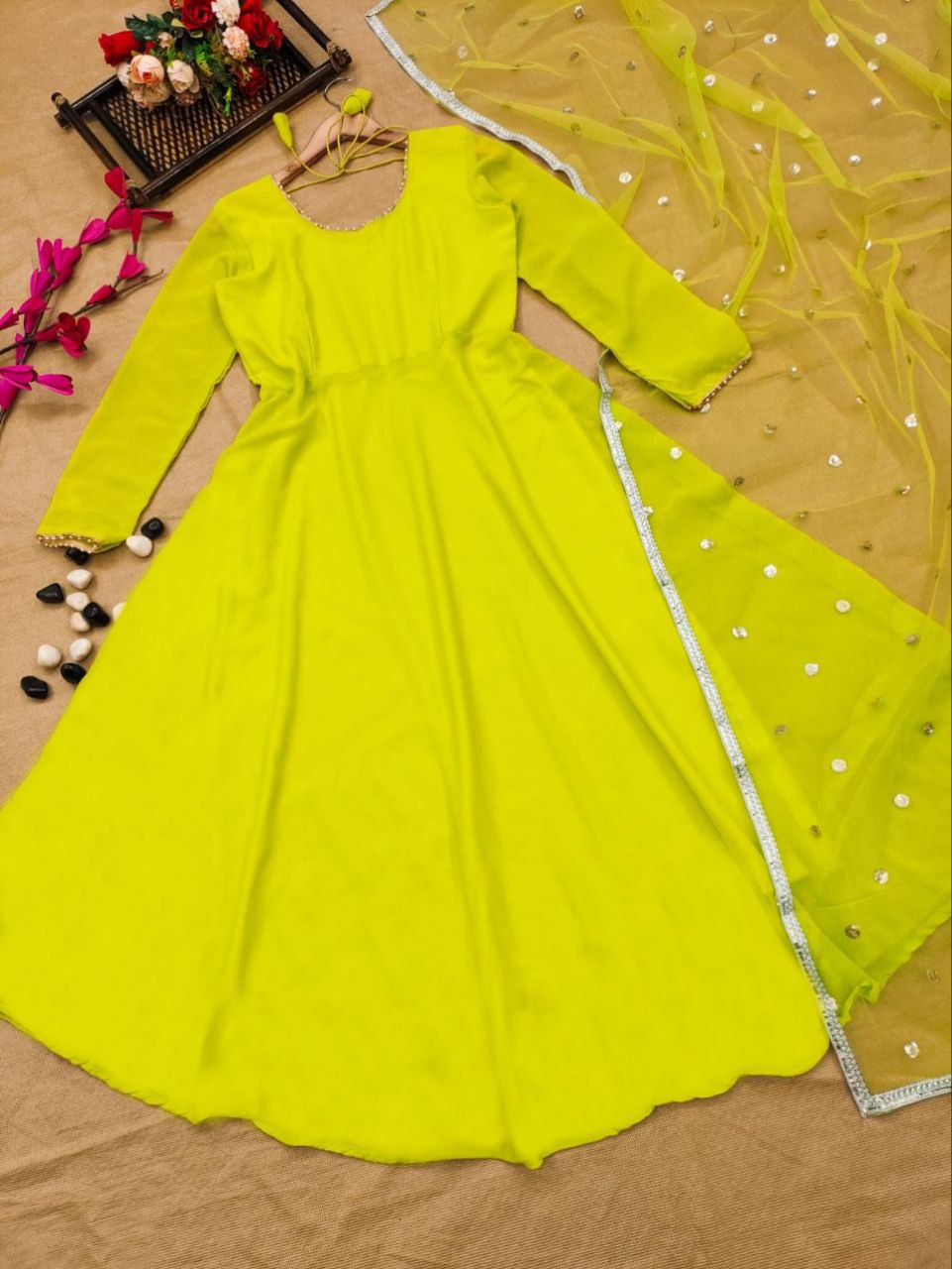 Болливудская индийская пакистанская этническая праздничная одежда женский мягкий костюм из чистого жоржета с платьем Dupatta