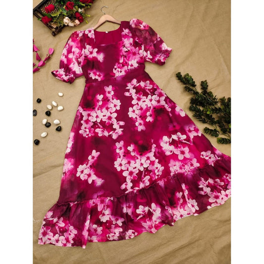 Bollywood Indian Pakistani Ethnic Party Wear Women Soft Pure Organza Floral Maxi Dress