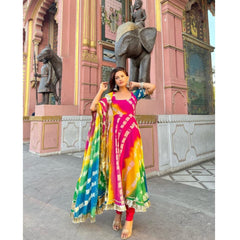 Bollywood Indische Pakistanische Ethno Party Wear Damen Weiches Reines Georgette Anarkali Mit Dupatta Kleid