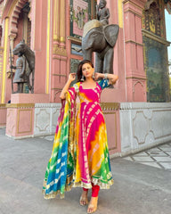 Bollywood Indische Pakistanische Ethno Party Wear Damen Weiches Reines Georgette Anarkali Mit Dupatta Kleid