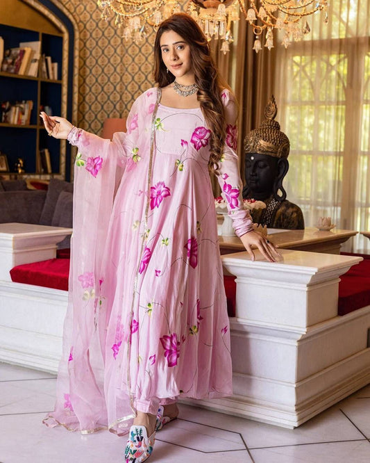 Bollywood Indische Pakistanische Ethnische Party Tragen Frauen Weiche Reine Tubby Organza Maxi Kleid