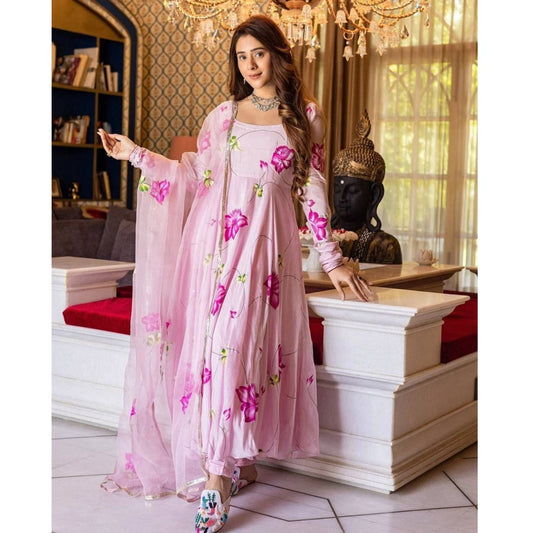 Bollywood Indische Pakistanische Ethnische Party Tragen Frauen Weiche Reine Tubby Organza Maxi Kleid