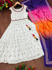 Bollywood Indian Pakistani Ethno Party Wear Damen Weiches Kleid aus reinem Viskose mit farbigem Dupatta-Kleid