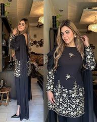 Болливудская индийская пакистанская этническая праздничная одежда для женщин мягкий чистый жоржетт плаццо костюм платье