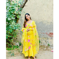 Bollywood Indian Pakistani Ethnic Party Wear Soft Pure Tubby Organza Maxi Dress