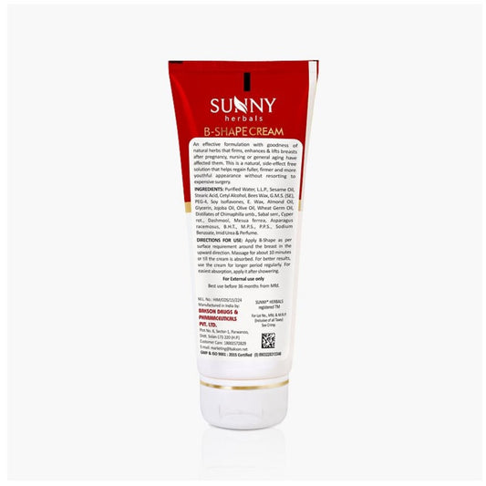 Bakson's Sunny Herbals B-Shape mit Sabal Serr, Chimaphilla Umb. und Cyper Rot, straffende und aufbauende Hautpflegecreme für die Brust, 100 g