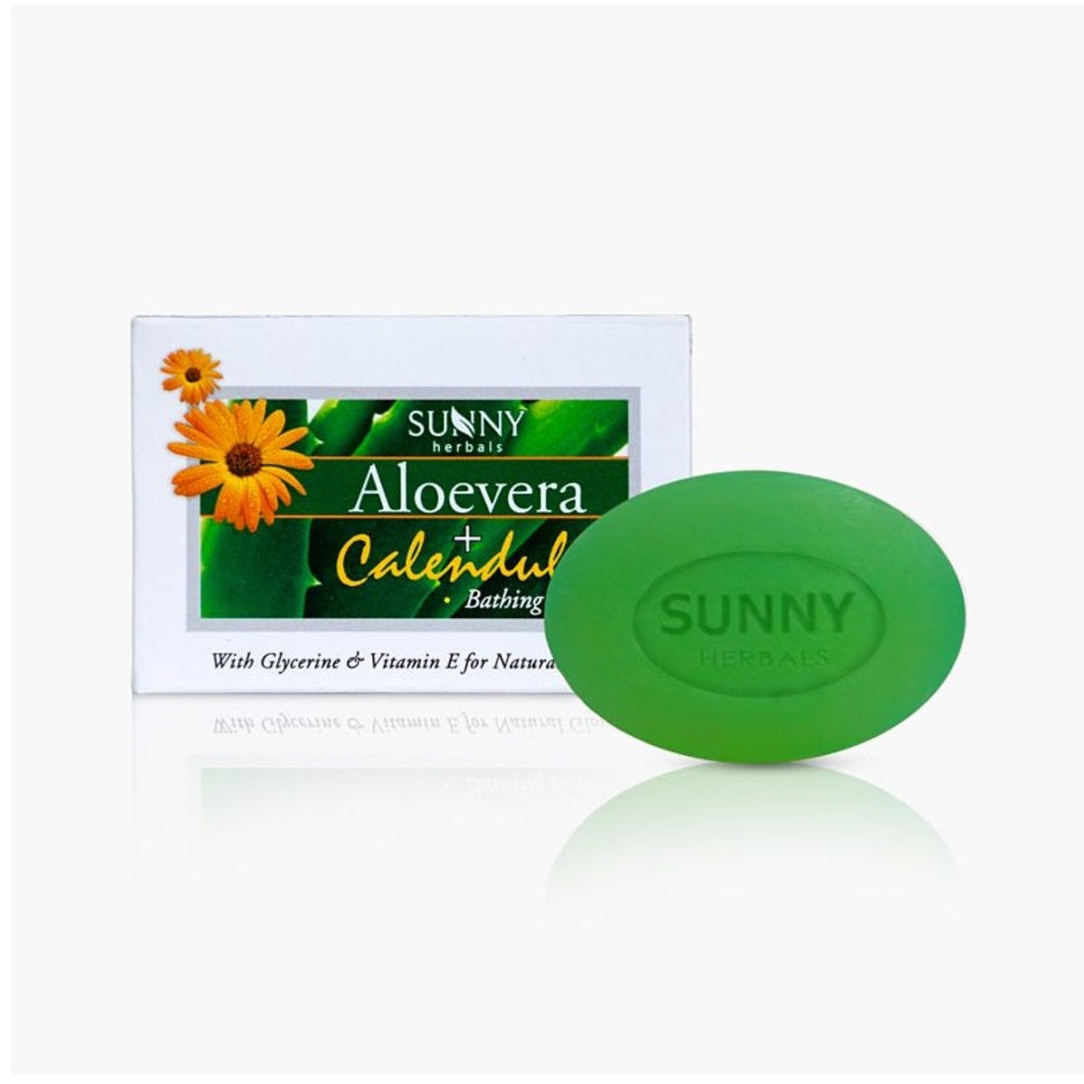 Bakson's Sunny Herbals Aloe Vera+Calendula für natürlich strahlende Hautpflege, Badeseife, 75 g