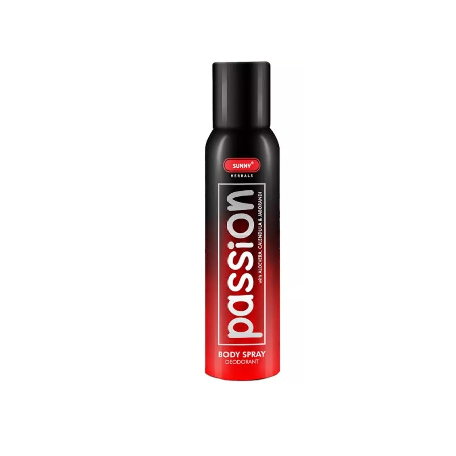 Bakson's Sunny Herbals Passion Body Spray Deodorant mit Aloe Vera, Calendula und Jaborandi, duftendes, frisches Gefühl, Spray, 180 ml
