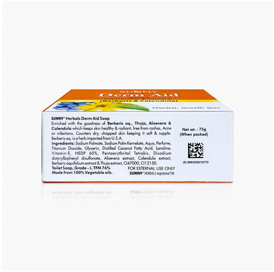 Bakson's Sunny Herbals Derm Aid With Berberis & Calendula Flawless,Smooth Skin Care Soap 75gm